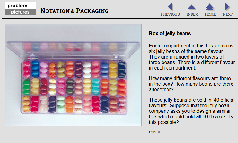 Problem Pictures sample screen - Box of jelly beans (task page)
